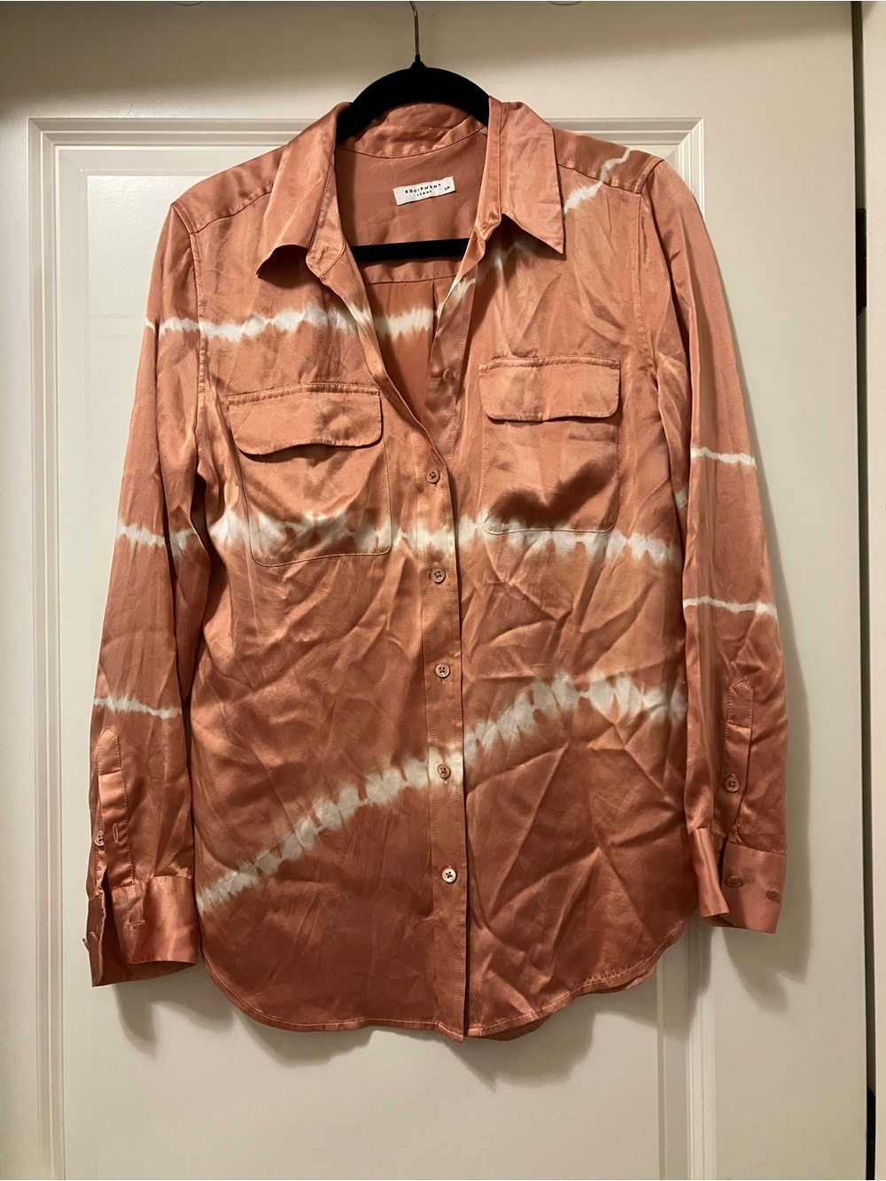 Equipment Silk Tie-Dye Button-Down Shirt - Peach Pink